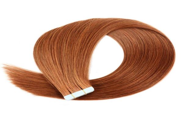 

30 medium auburn cuticle intact remy human hair tape in extensions7715946, Black