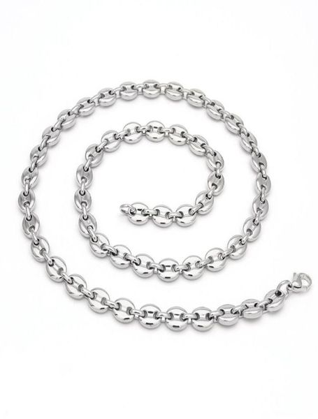 

coffee beans link chain 74mm necklace for men stainless steel rope link chain necklaces fashion hip hop men jewelry1113477, Silver