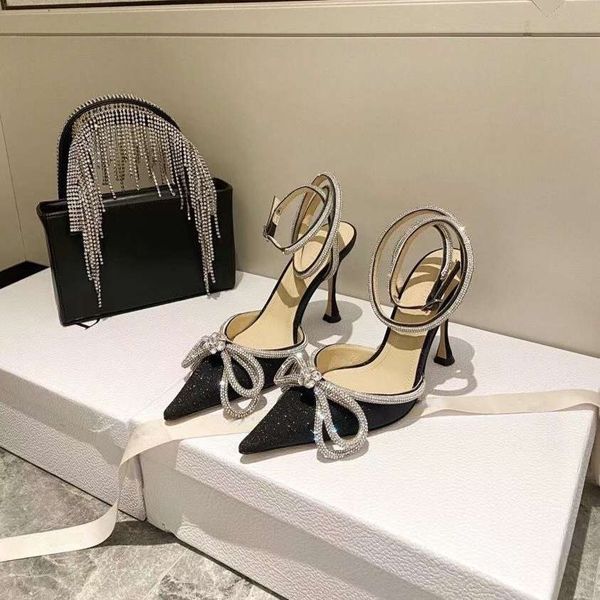 

dress shoes designer shoes fashion high heels rhinestones women pumps crystal bowknot satin summer lady shoes genuine leather high heels par, Black
