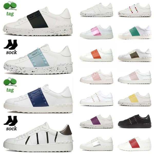 

with box valentinoity designer vt shoes val fashion open designer mens women casual shoes vintage leather low calfskin fabric graffi gky, Black