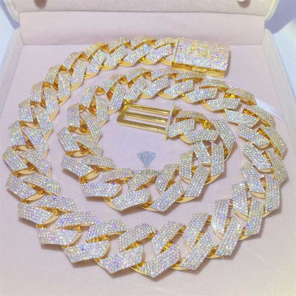 

thick heavy solid silver 925 hip hop iced out vvs moissanite cuban chain for men