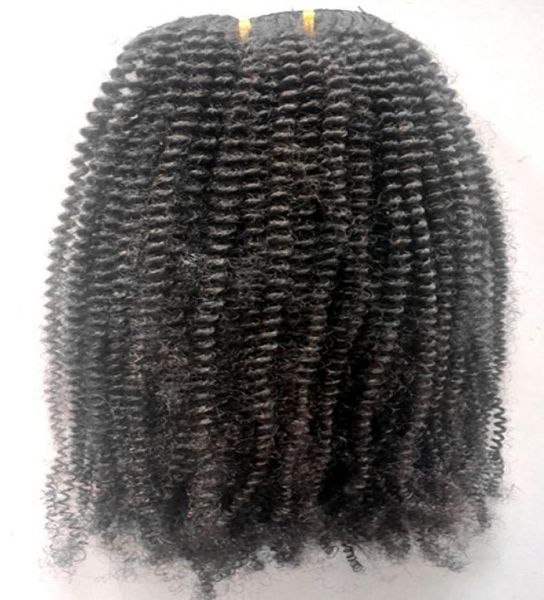 

new brazilian human virgin remy clip ins hair extensions kinky coarse hair weft natural black color for beauty women5704333, Black;brown