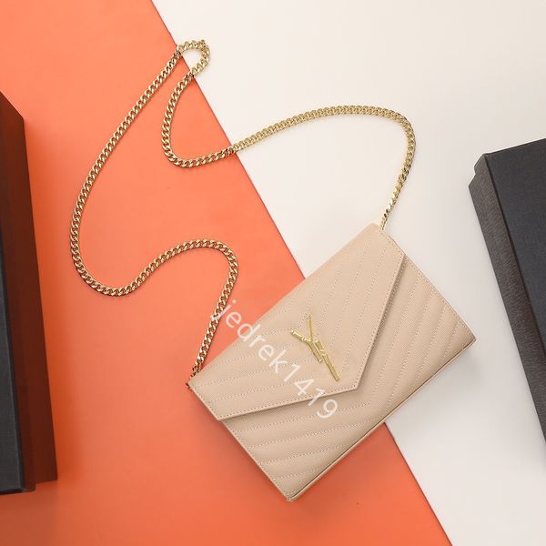 

10a monograms woc envelope bag gold silver chains hobos purse caviar cowhide shoulder bags fashion chain messenger bag 10a designer flap mob