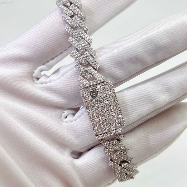 

wholesale iced out jewelry gra certificate 7inch 8inch hip hop mens moissanite 10mm silver cuban bracelet
