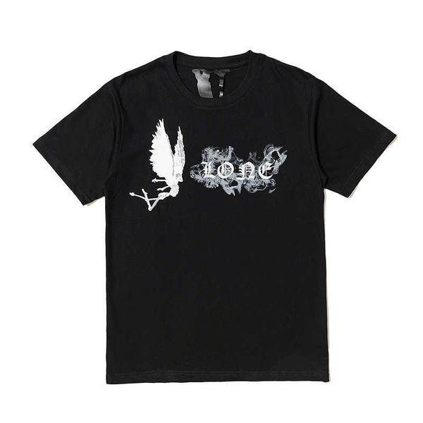 

fashion brand washington limited fog angel high street casual hip hop big v smoke men's and women's short sleeve t-shirt, White;black