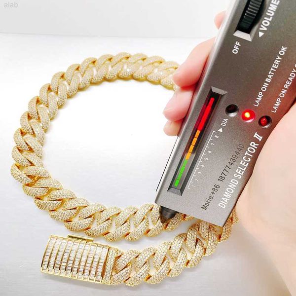 

hip hop cuban chain 4row 20mm wide moissanite inlay s925 iced out jewelry cuban link chain, Silver