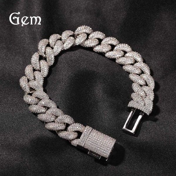 

cuban hip-hop bracelet european and american chain full diamond necklace bubble men's zircon personalized jewelry men's trend thre, Silver