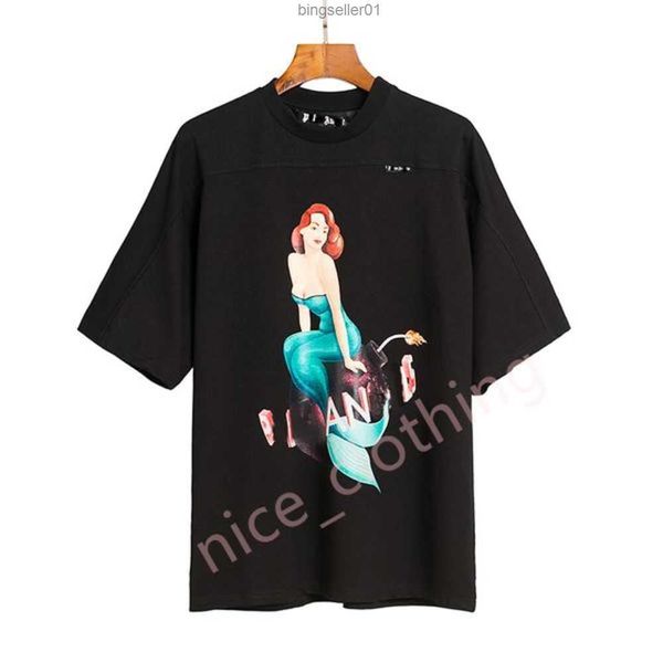 

mens designer pa t-shirt luxury brand t shirts print palms tees womens angles short sleeve mermaid crew neck clothing clothes s-xljsvh, White;black