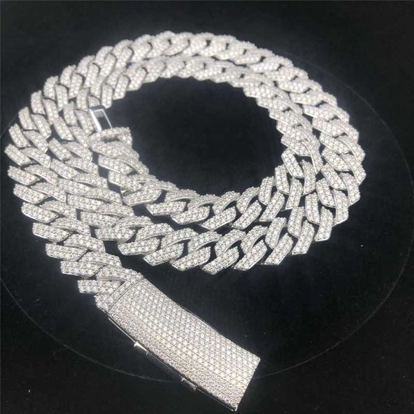 

15mm fine hip hop jewelry d color moissanite diamond men cuban necklace 925 sterling silver flawless moissanite cuban link chain