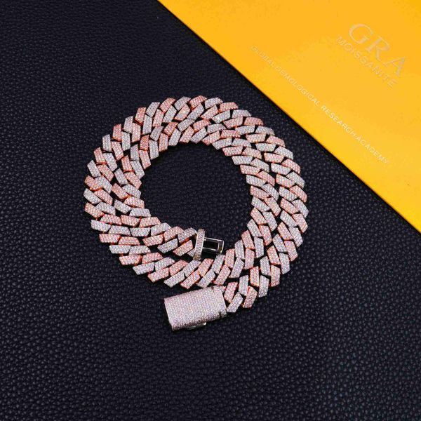 

custom pass diamond test vvs moissanite diamond cuban link chain 13mm hip hop necklace men 925 silver jewelry