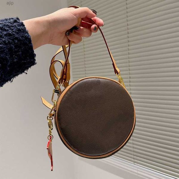 

designer women round cake monograms canvas shoulder bag france paris luxury brand l letter printed circular handbag lady mini genuine leathe