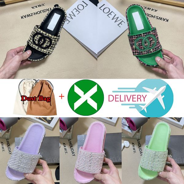 

fashion style for ladies sandals womens slippers woman thick bottom leather slipper flip flops quilted slides blue pink green flats beach co, Black