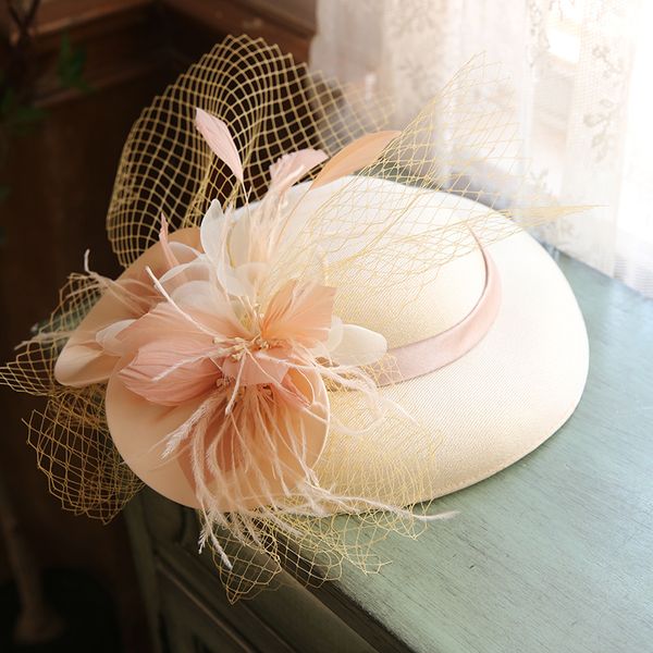 

berets women's big brim sinamay charming hat cocktail wedding party church headwear fashion headwear formal flower hair accessories 230, Blue;gray