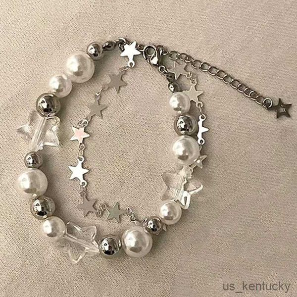 

charm bracelets tren beaded pearl bracelet women y2k fashion star pendant chain adjustable bracelets jewelry accessories gifts party, Golden;silver