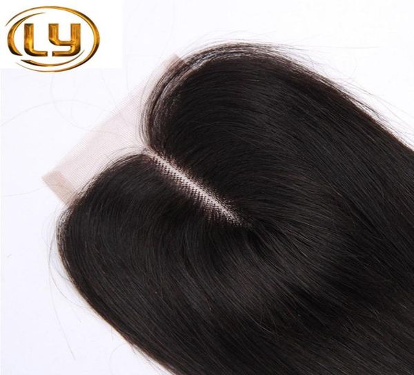 

brazilian virgin human straight hair 4x4 lace closure 3 way part bleached knots middle three part 1743292, Black;brown