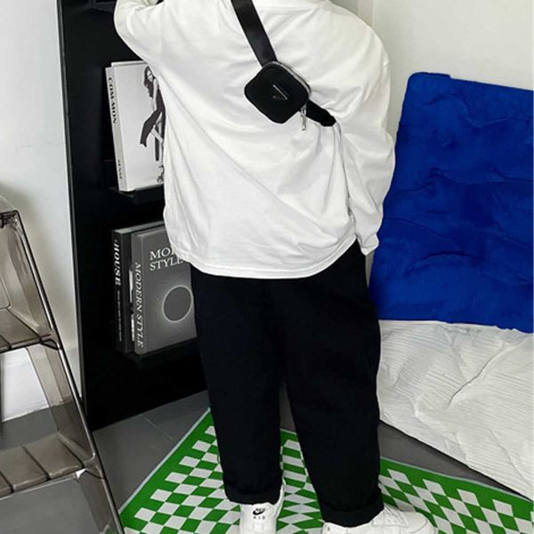 

new kids purse nylon handbags girls boys triangle one shoulder messenger bags children chest waist, Black