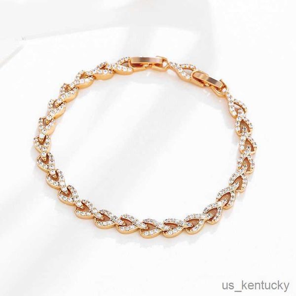 

charm bracelets ear of wheat all micro inlay zircon bracelet for women fashion jewelry gold plated no skin, Golden;silver