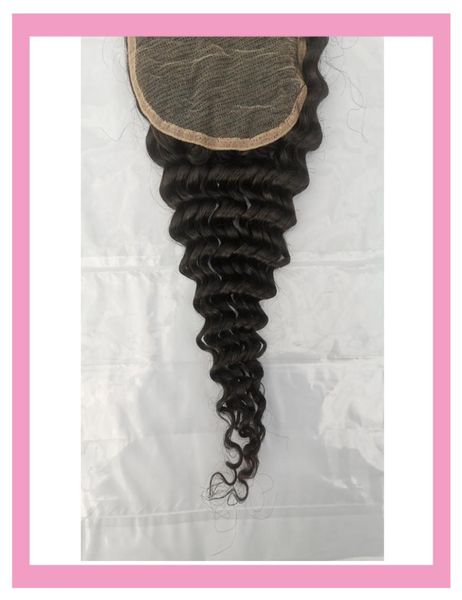 

indian human hair 5x5 lace closure with baby hairs deep wave curly whole natural color 1026inch7775465, Black;brown