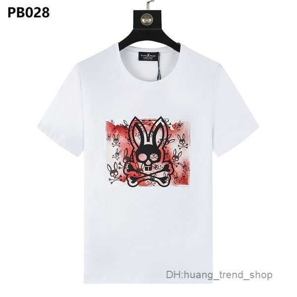 

psycho bunny spring summer men t shirt skeleton rabbit print transportation fashion street tide brand tee 6 8ynb, White;black