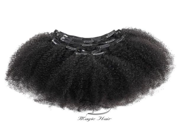 

evermagic hair afro curly clip in human hair extensions brazilian virgin hair 8inch28inch 7 piecesset natural color 120gset6937695, Black;brown