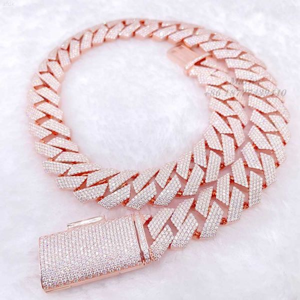 

18mm width vvs moissanite diamond iced out necklace cuban chain necklace silver 925 cuban chain