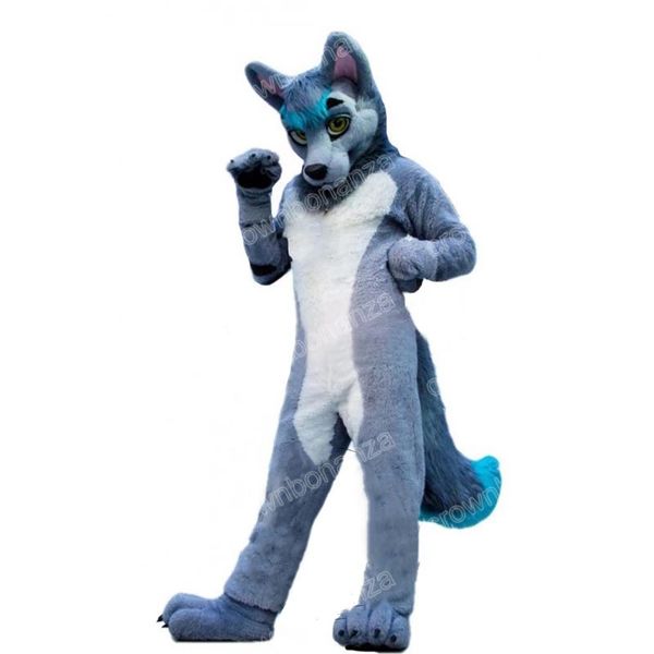 

simulation grey & white wolf mascot costumes cartoon carnival adults outfit birthday party halloween christmas outdoor outfit suit, Red;yellow