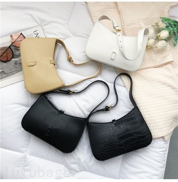 

clutch bag le5a7 genuine leather small shoulder bags crocodile embossing metal letter hook buckle sac a main black white hand bag plated gol