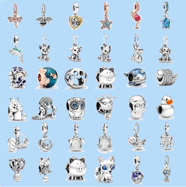 

925 charm beads accessories fit pandora charms jewelry wholesale cat dog paw turtle pendant charms bead, Black
