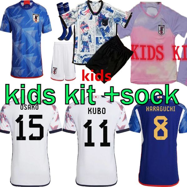 

22 23 24 japan national team kids kit soccer jerseys nagatomo shibasaki haraguchi minamino kubo home away special edition edition football s, Black