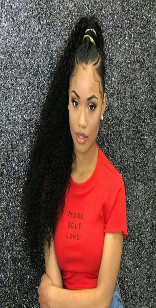 

ponytail african american afro kinky curly wrap human drawstring puff ponytail hair pieces curl kinky pony tail 160g more color2308137, Black