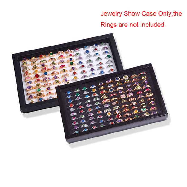 

jewelry stand 100 slots rings display stand storage box ring box jewelry organizer holder show case casket #228405 230512, Black