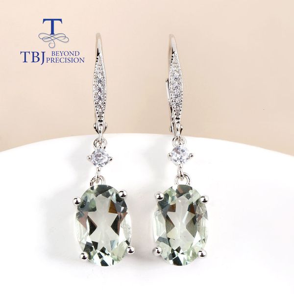 

dangle chandelier fashion long clasp earring natural green amethyst oval 8*12mm gemstone earrings 925 sterling silver fine jewelry for women