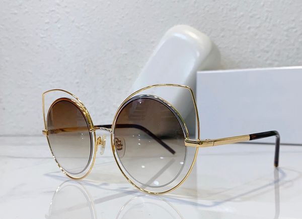 

10/s roudn cat eye sunglasses gold metal/brown shaded women summer fashion glasses gafas de sol designers sunglasses shades occhiali da sole, White;black
