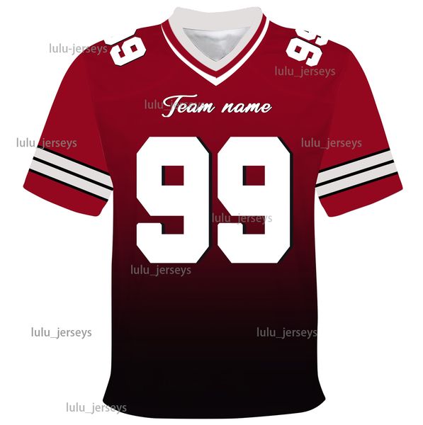 

custom split fashion football jerseys mesh surface personalized football shirts sports uniform for men women plus size big size for big guys, Black;red