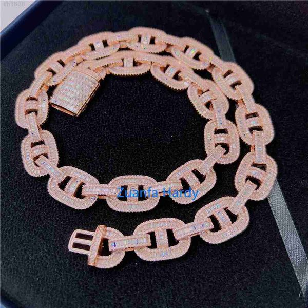 

custom men jewelry pass diamond tester vvs baguette moissanite cuban chain necklace iced out hip hop 925 silver cuban link chain