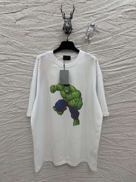 

mens oversize shirts luxury designers tee fashion white shirt made by a famous designer green giant print round neck short sleeve gift recom, White;black