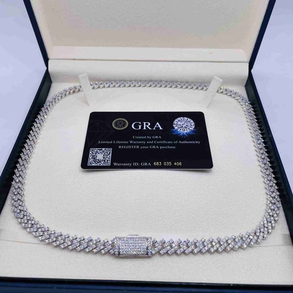 

8mm moissanite hiphop chain 925 sterling silver fully vvs moissanite cuban link chain for women
