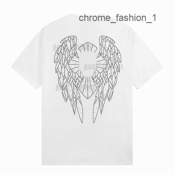 

2023 designers chromes heart mens t-shirts embossed letter classic crew neck casual horseshoe sanskrit cross pattern tees tshirts eur s-xl 1, White;black