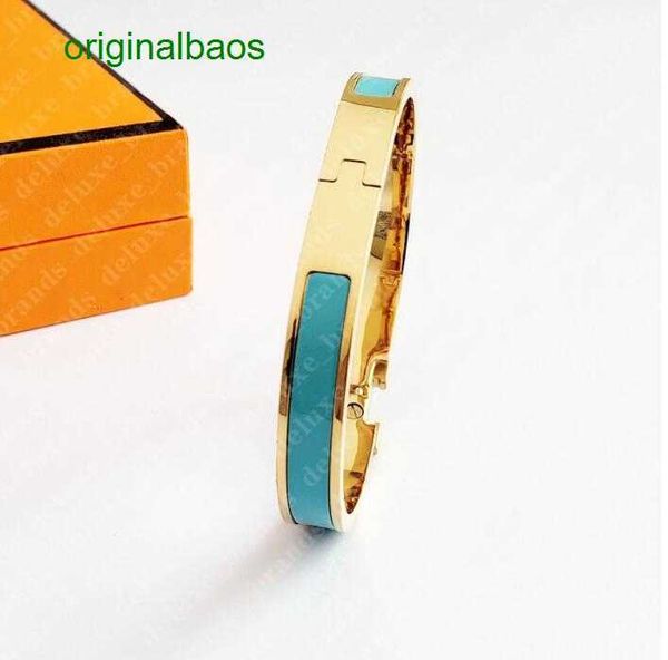 

original hemrres designer bracelet lassic designer 8mm gold bangle luxury brand enamel bracelet for men women birthday mother day jewelry ho, Black