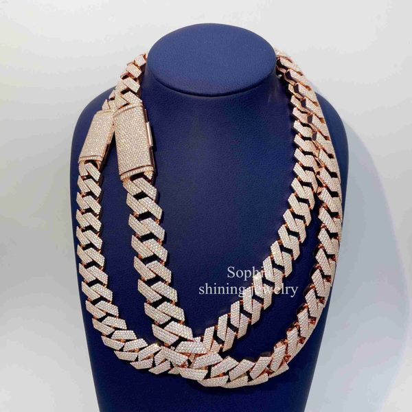 

custom name clasp hip hop jewelry vvs1 moissanite iced out cuban link chain 925 silver 15mm 18mm diamond moissanite cuban chain