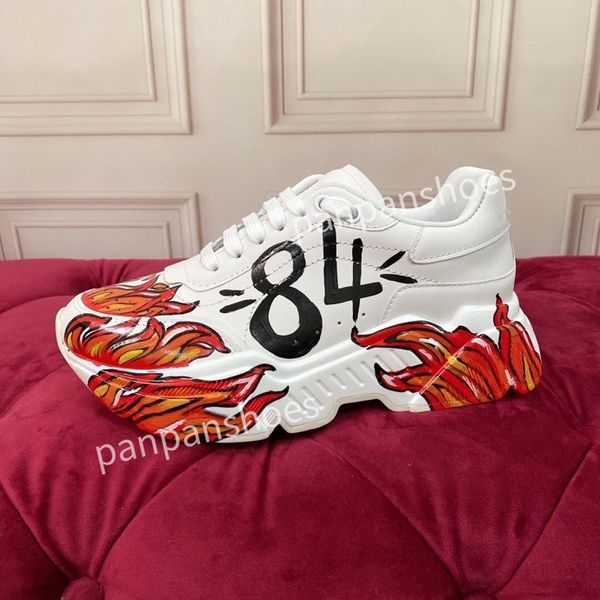 

brand men designer leather lace-up sneakers fashion lady flat running letters shoes platform sneaker2023, Black