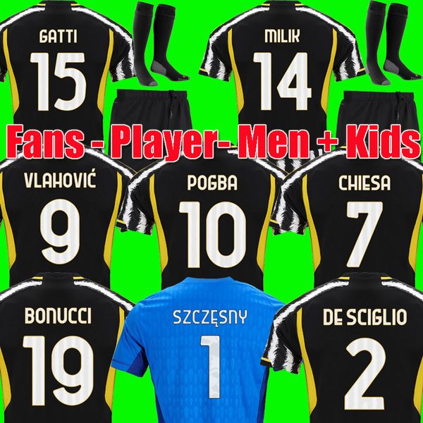 

23 24 vlahovic chiesa milik soccer jerseys 2023 2024 pogba men kids set bonucci football shirts kits di maria uniform kostic fagioli, Black;yellow