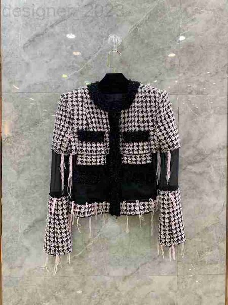 

women's jackets luxuriousm 2023 rand jacket new autumn winter fashion tassel tweed coat cardigan designer high-grade casual spring coat, Black;brown