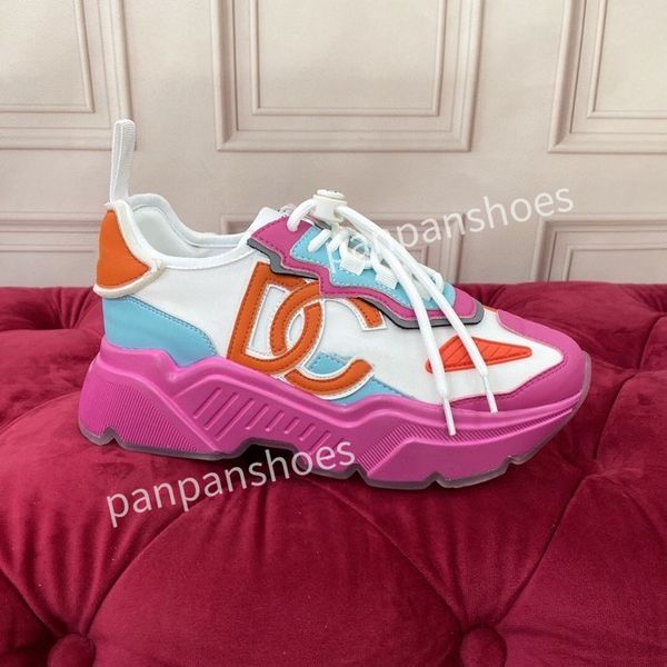 

brand women men designer leather lace-up sneakers fashion lady flat running letters shoes platform sneaker2023, Black