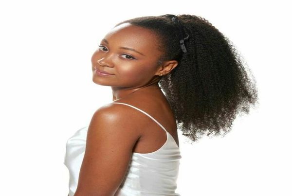

ponytails 100 human hair afro kinky curly brazilian peruvian malaysian indian 120g hair extensions soft kinky curly clipin human8283448, Black