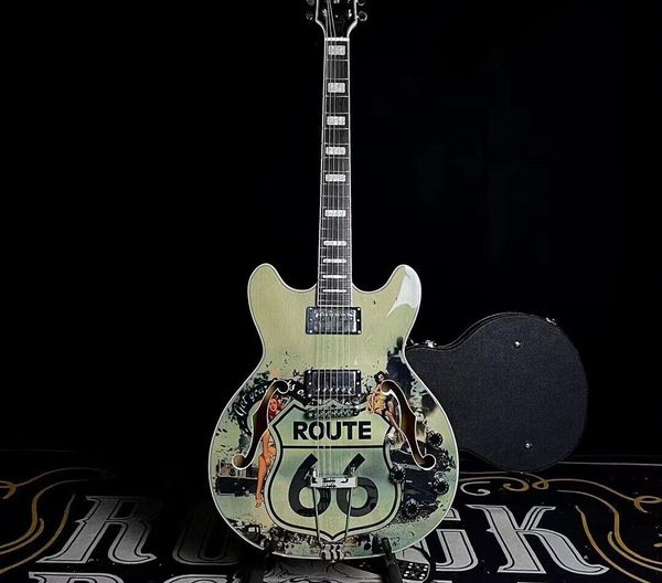 

jazz electric guitar half hollow maple body peach blossom heart neck direct deal