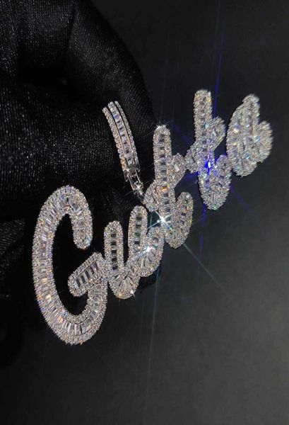 

ling az custom art letters name pendant necklace t cubic zircon hip hop 18k real gold plated jewelry3075084, Silver