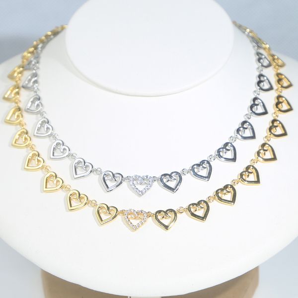 

new arrival love heart charm tennis chain necklace bracelet for women party anniversary wedding jewelry link bangle set adjustable drop ship, Silver
