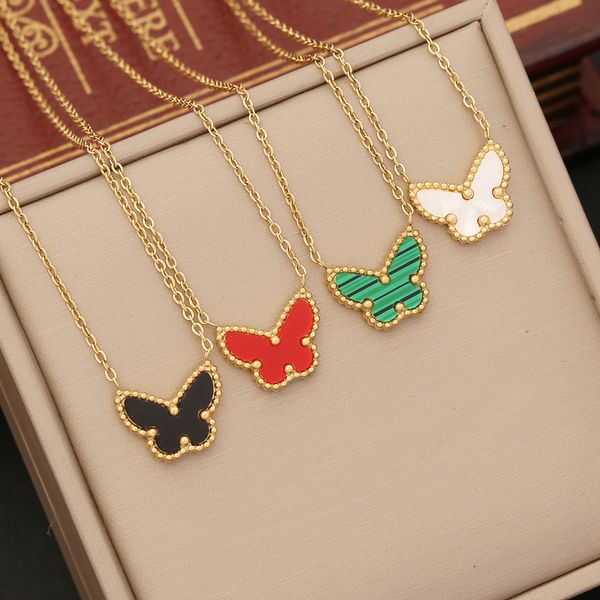 

Luxury Design Colorful Butterfly Clover Pendant Necklace Beautiful Women Jewelry Accessories