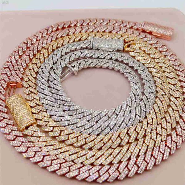 

2023 new design hip hop jewelry custom 925 sterling silver 10mm bracelet necklace mens iced out cuban link chain